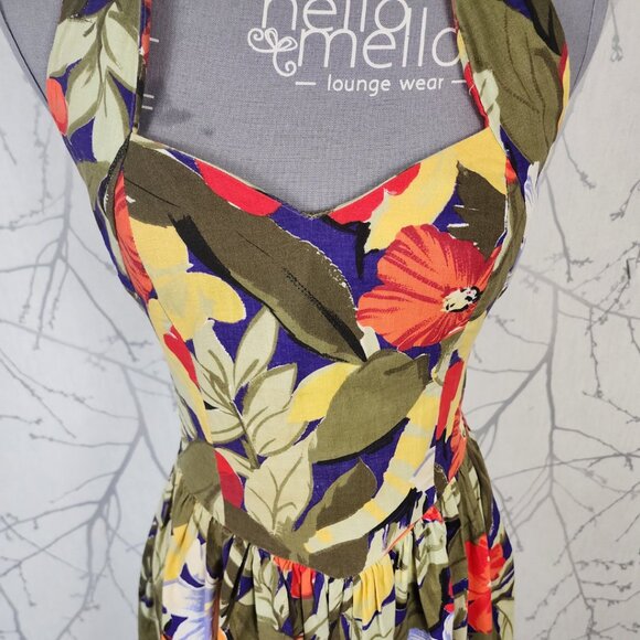 Pantel VTG 1950's Colorful Floral Halter Fit & Flare Dress - Picture 2 of 6